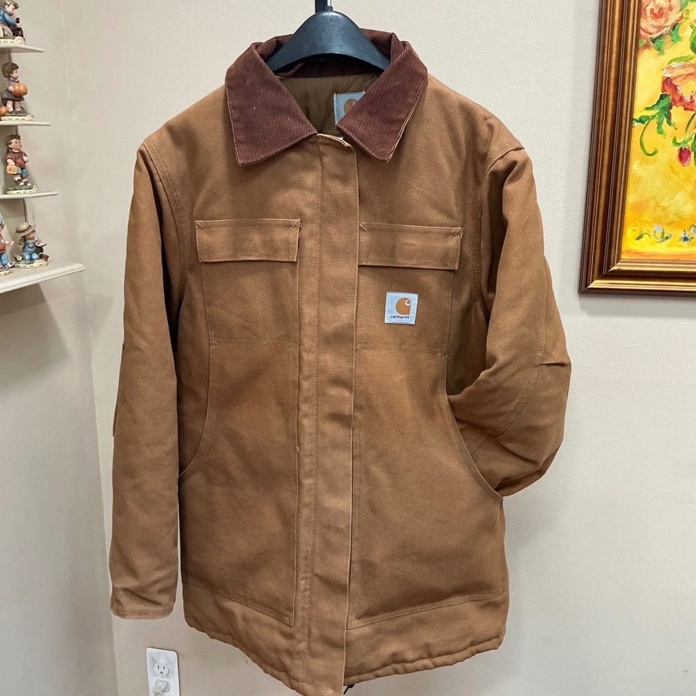 Carhartt Coat Arctic Traditional CQW226 Large Brown Vintage 90s USA Duck Canvas